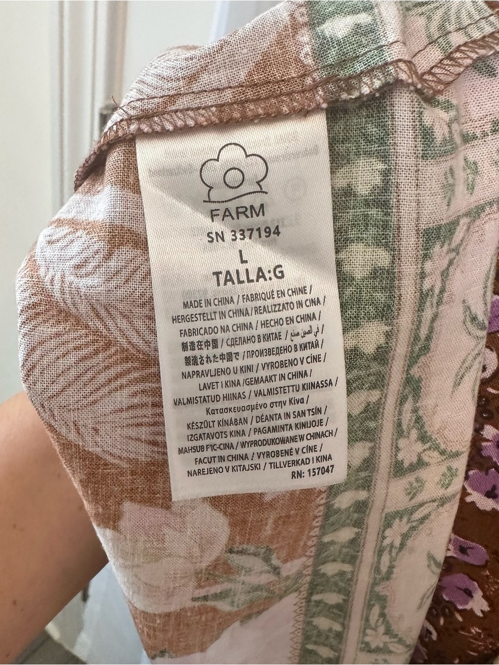 Farm Rio Pink Brown Tropical Floral Palm Print Maxi Dress - L - Picture 13 of 14